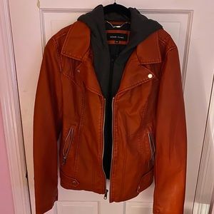 Black rivet read leather jacket